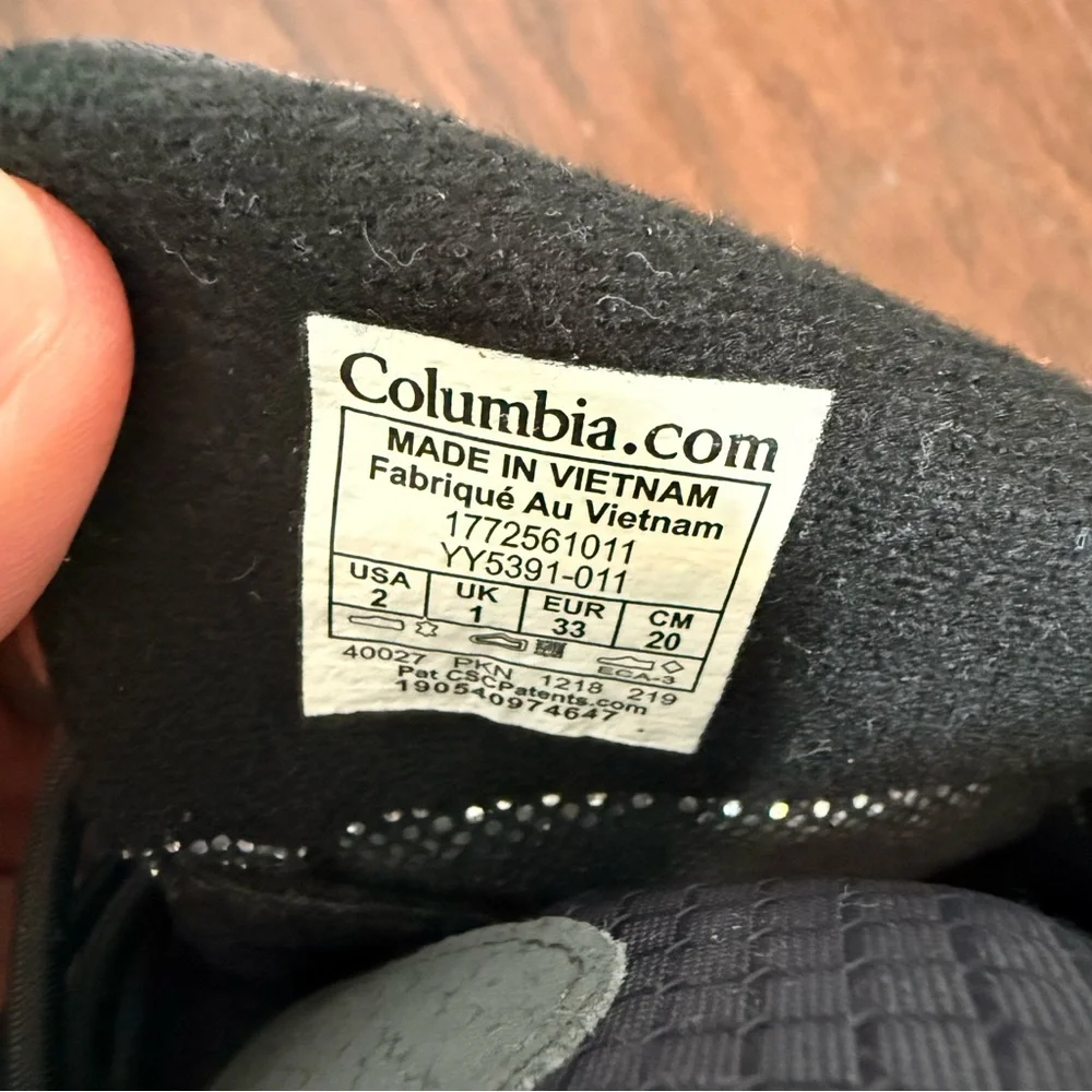 Columbia Youth Black Blue Waterproof Bugaboot Snow Boots US Size 2